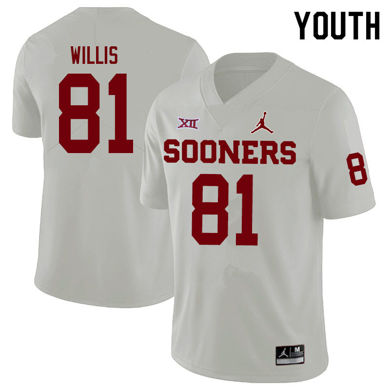 Youth #81 Brayden Willis Oklahoma Sooners Jordan Brand College Football Jerseys Sale-White - Click Image to Close